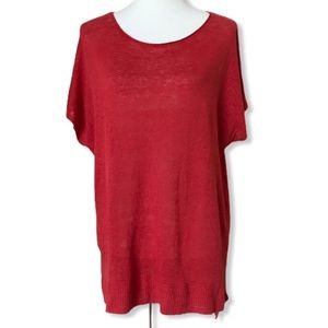 EILEEN FISHER TOP S LINEN SIZE SMALL RED ORA…